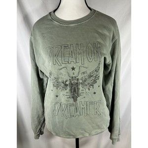 Zutter Sweatshirt Green Dreamer Graphic Long Sleeve Crew Neck Womens Size Small